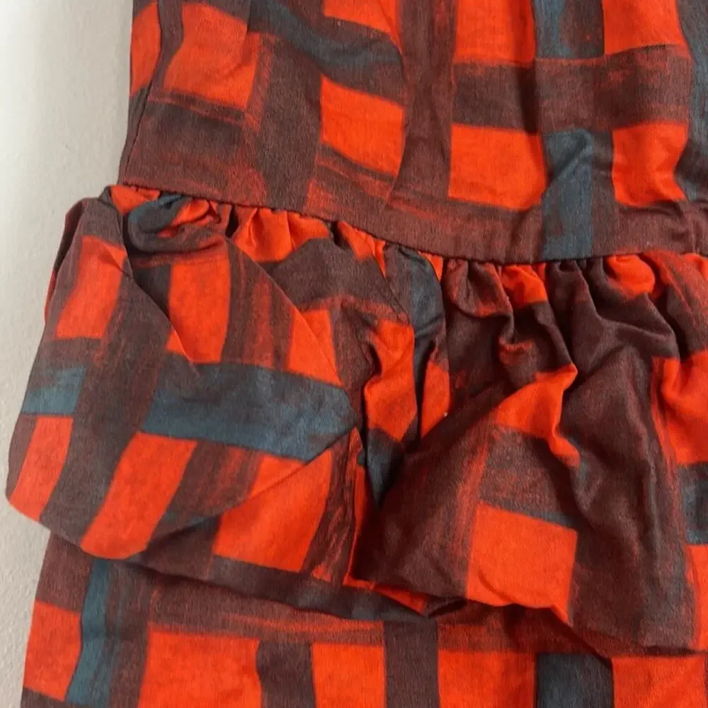 J. Crew Crewcuts cotton sleeveless plaid peplum ruffle dress sz 8
